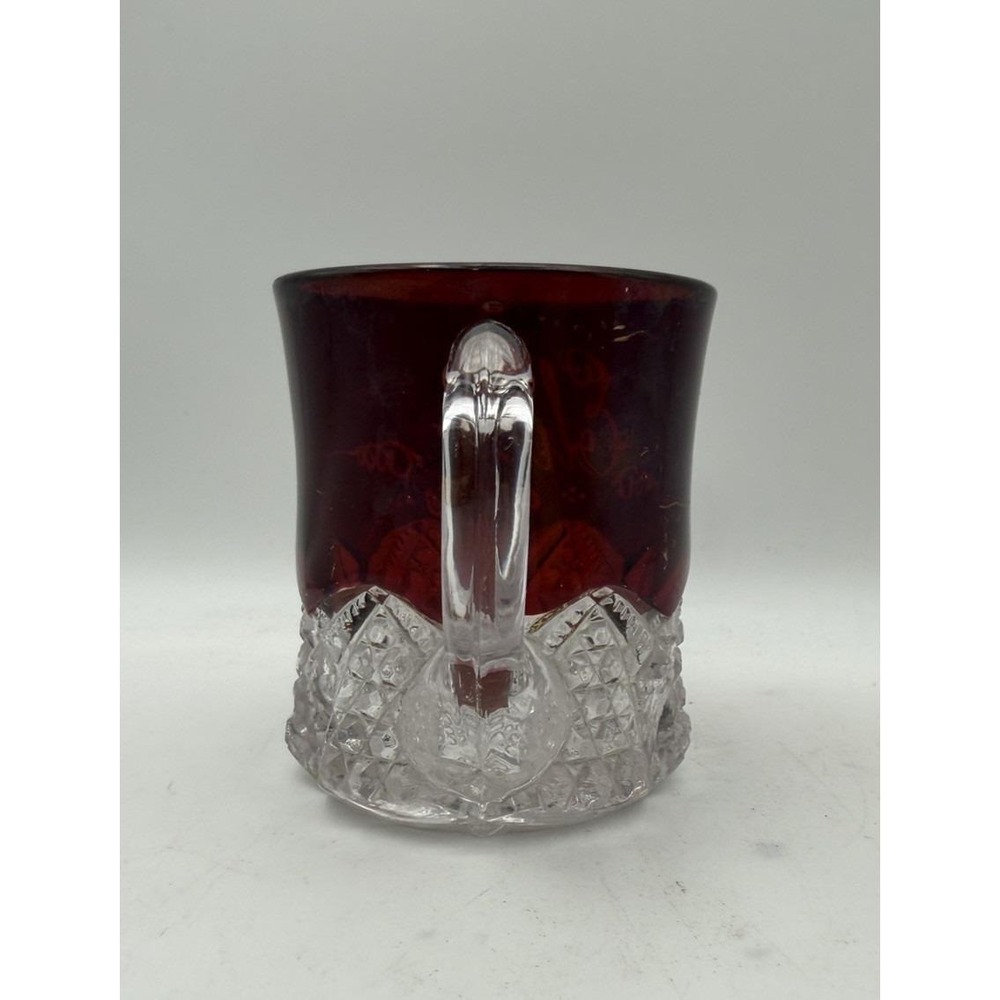 Vintage Ruby Flash Glass Mug Eliza 1910 Personalized Souvenir Cup 3" Tall - Picture 3 of 7